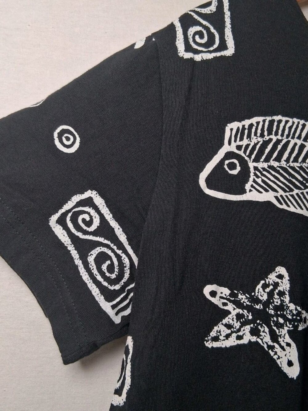 Kisses And Hugs Dress XL Black Knit Cotton Black Fish Beach Vacation Coastal - Picture 8 of 12